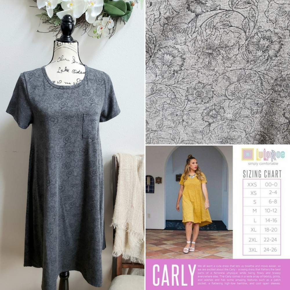 LuLaRoe Vining Floral Print Carly Dress